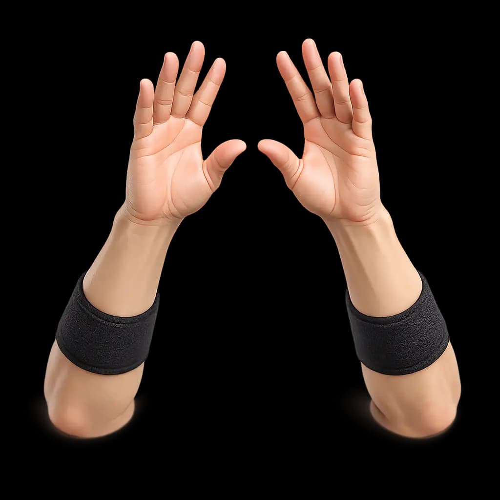 Volleyball player in setting position with hands raised above forehead