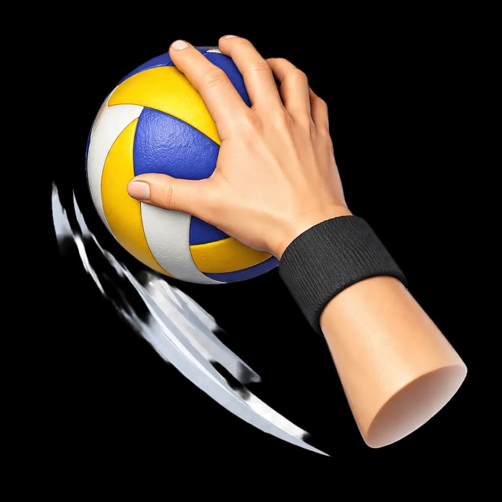 Volleyball player at the peak of their jump about to spike the ball