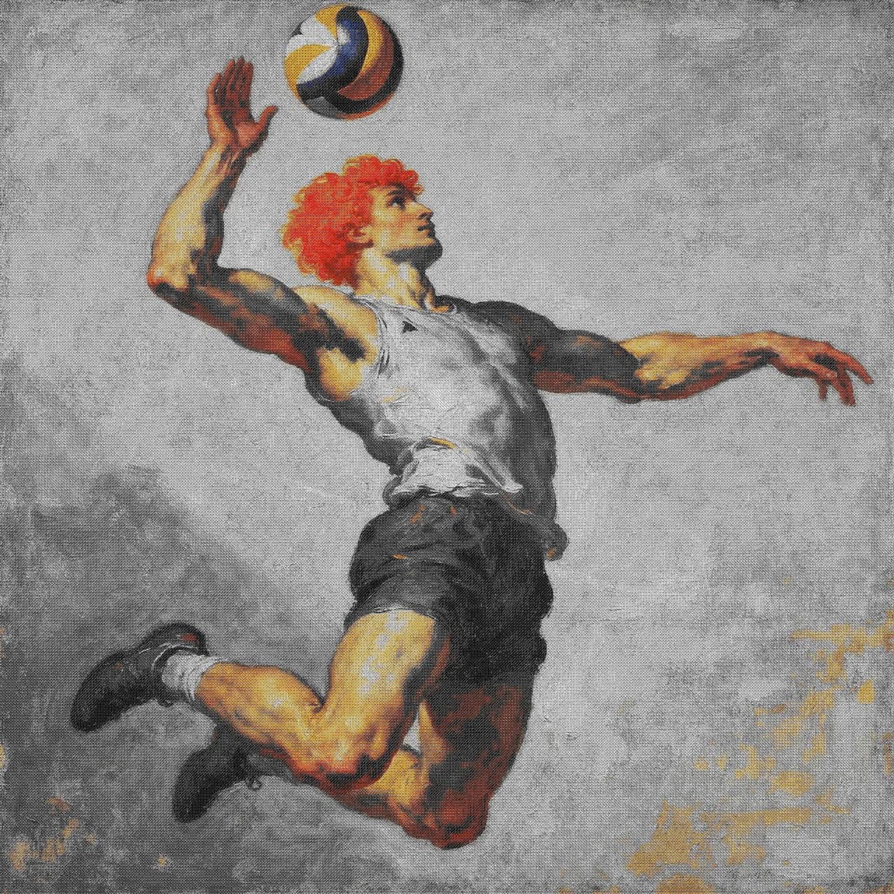 Volleyball player executing a powerful spike